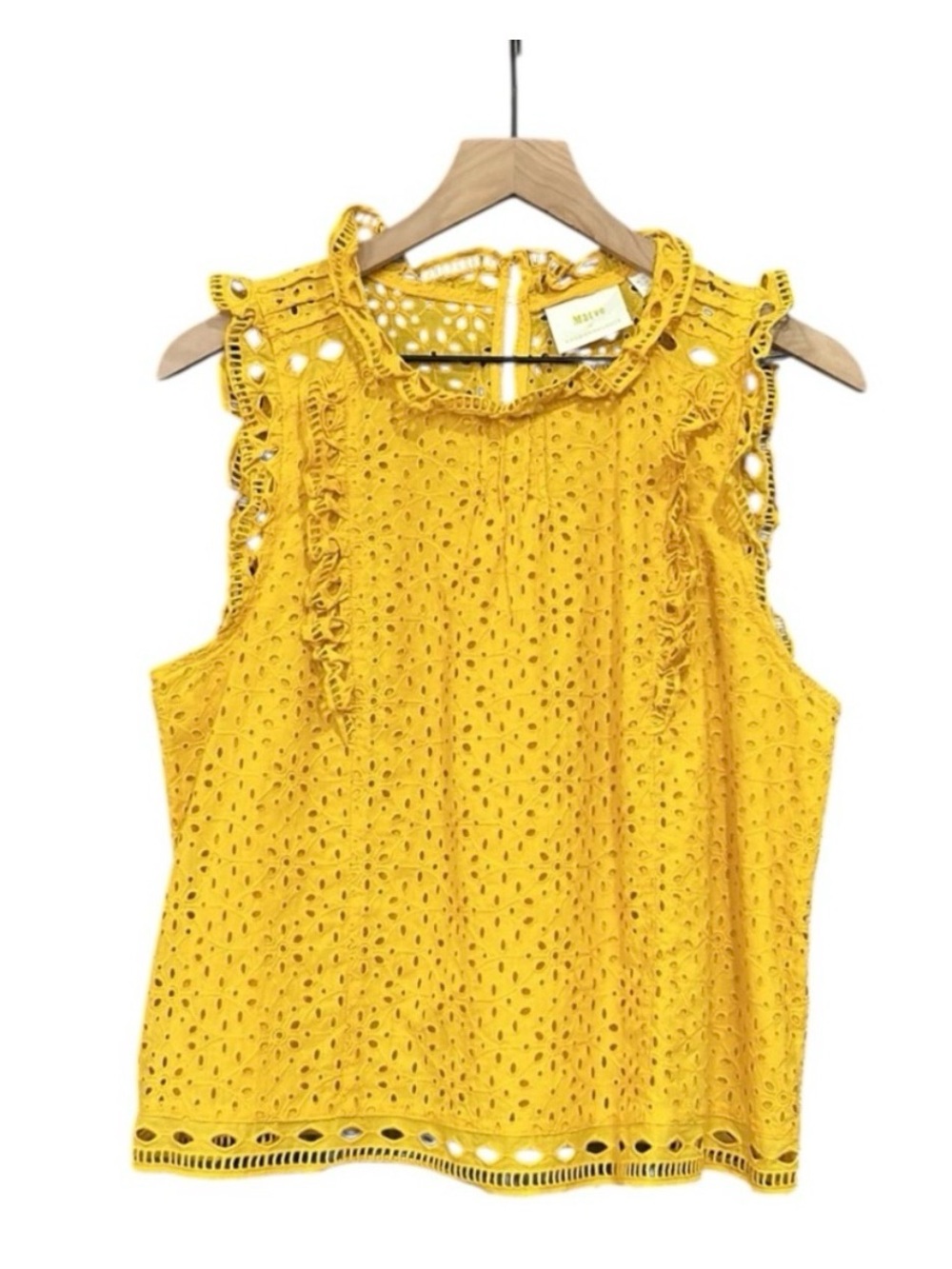 Anthropologie Maeve Tilly Eyelet Sleeveless Top Gold Size 12